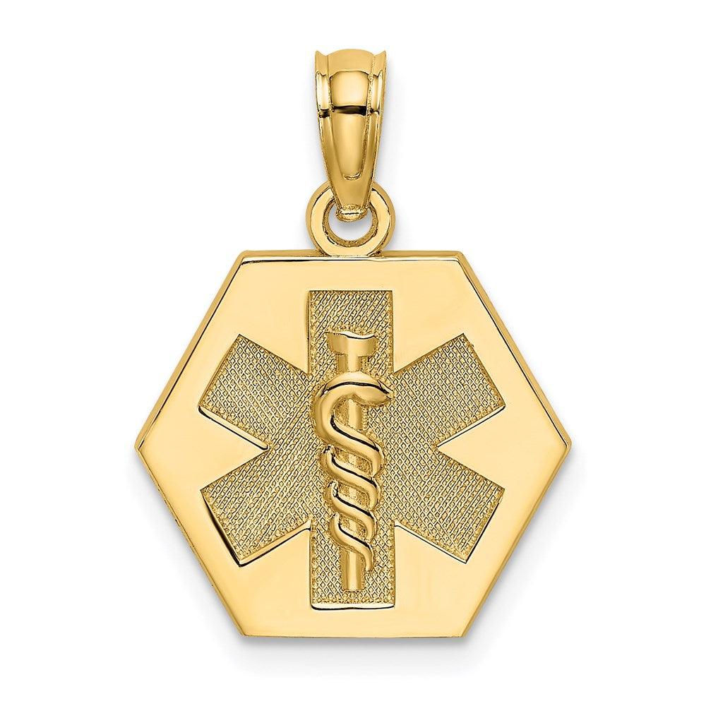 Diamond2Deal 14k Yellow Gold Caduceus Textured Back Medical Charm Pendant