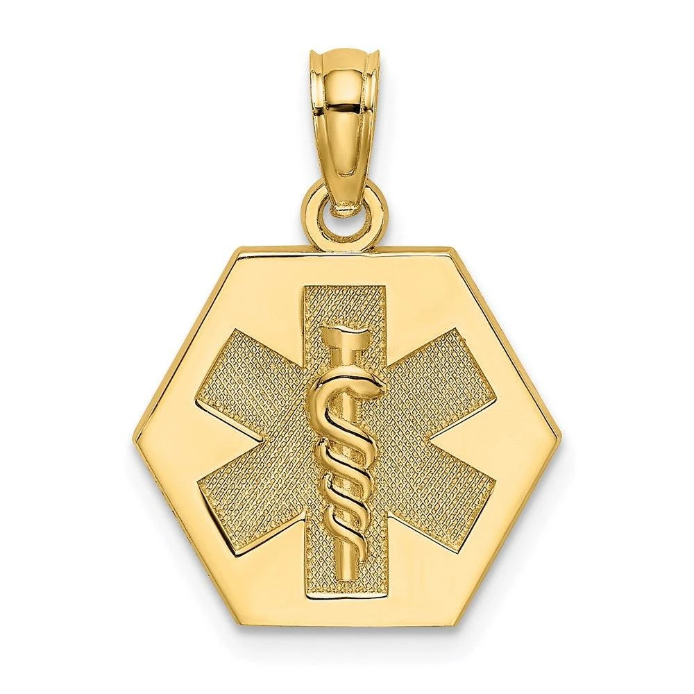 Diamond2Deal 14k Yellow Gold Caduceus Textured Back Medical Charm Pendant from Premium Outlets