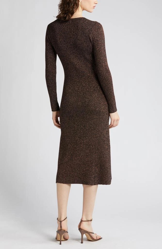 ZOE AND CLAIRE Metallic Long Sleeve Midi Sweater Dress 9