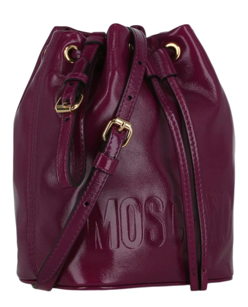 Moschino Logo Embossed Coated Leather Bucket Bag 2