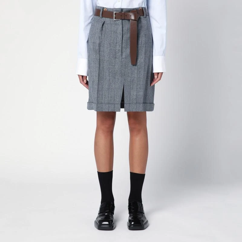 Prada Grey wool skirt with belt 1