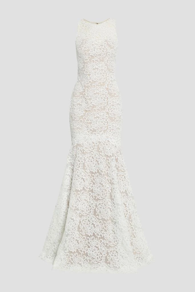 Theia Button-embellished tulle and corded lace bridal gown 1