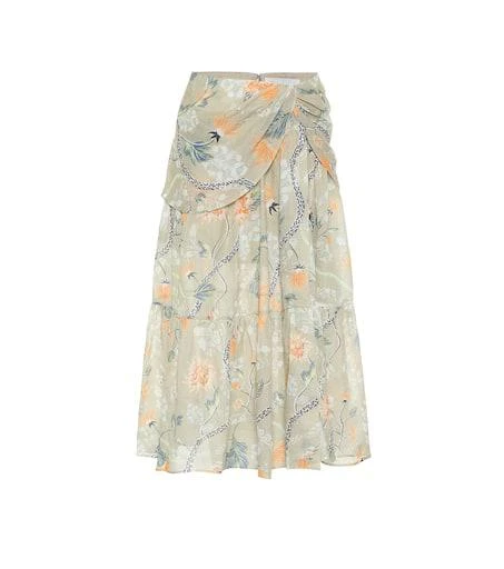 Chloé Floral ramie midi skirt 1