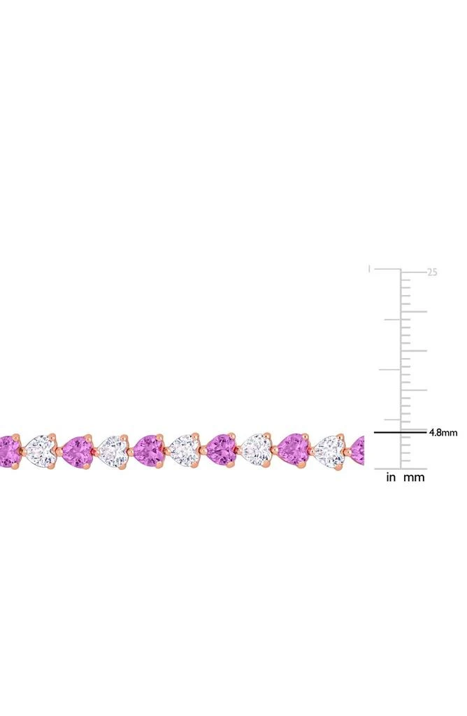DELMAR Heart Cut Lab Created Pink Sapphire & White Sapphire Tennis Bracelet 2