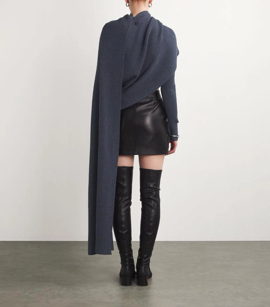 Helmut Lang Merino Wool Ribbed Draped Sweater 4