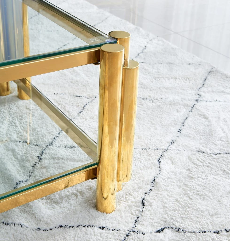 Streamdale Furniture Streamdale 47" Modern Coffee Table with Double Clear Tempered Glass, Storage 4