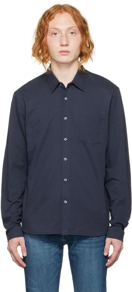 Sunspel Navy Buttoned Shirt 1