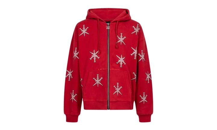 Unknown UK Unknown UK Red Dagger Rhinestone Hoodie 1