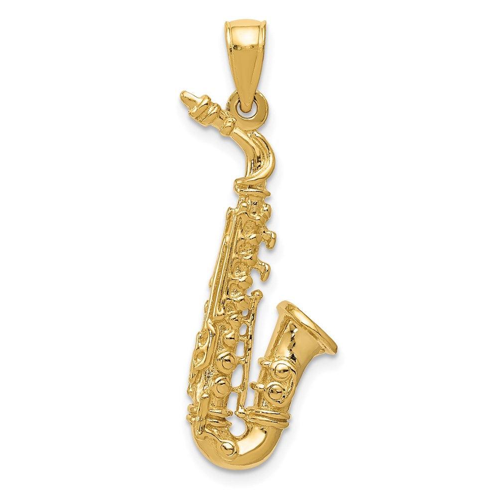 Diamond2Deal 14k Yellow Gold Solid Polished 3-D Saxophone Pendant