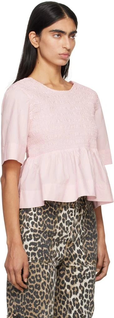 Ganni Pink Open Back Smock Blouse 2
