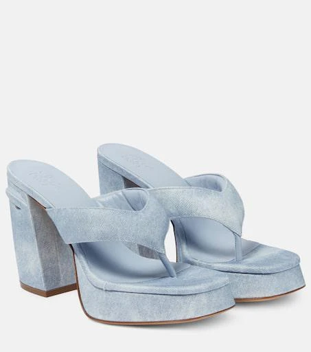 GIA BORGHINI Gia 17 Uni denim platform thong sandals 1