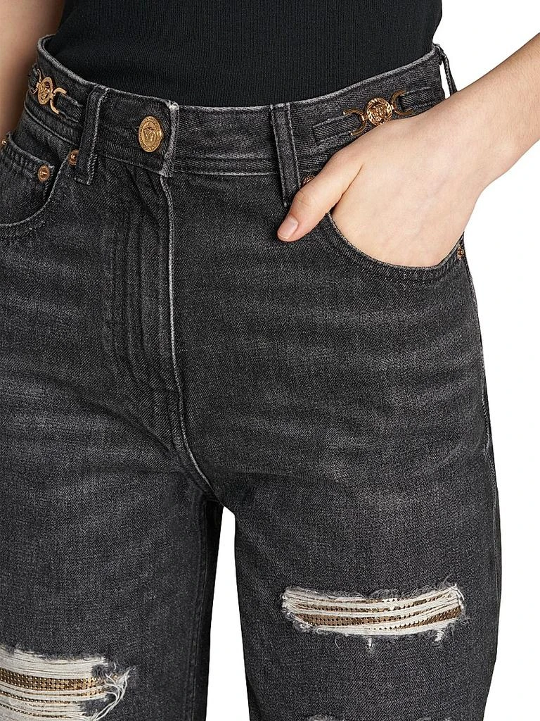 Versace Distressed Mid-Rise Straight Jeans 6