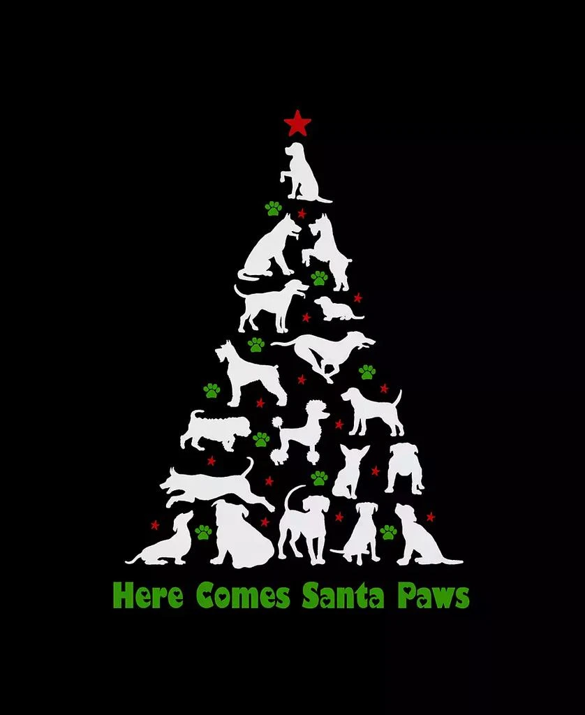 LA Pop Art Women's Here Comes Santa Paws Word Art Crew Neck T-Shirt 3
