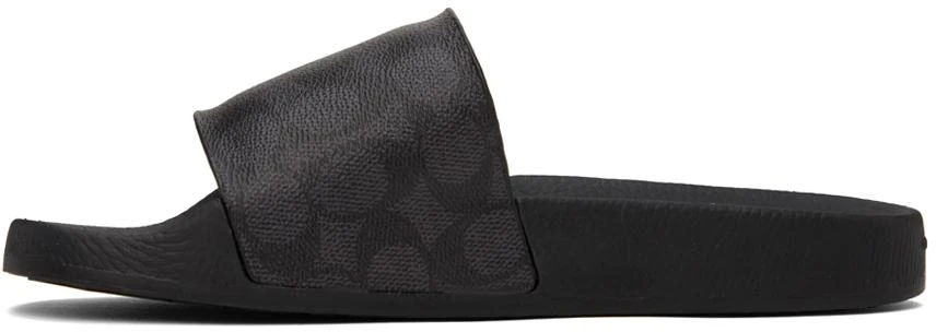 Coach Black Signature Coated Canvas Pool Slides 3