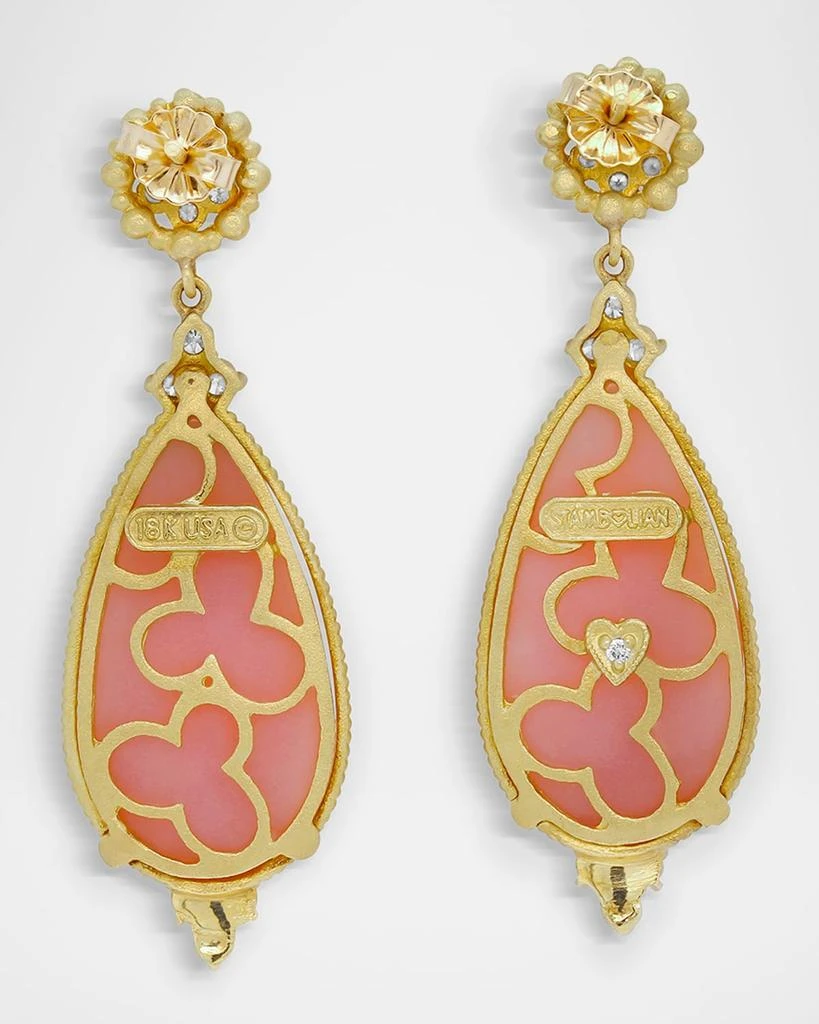 Stambolian 18K Yellow Gold Peruvian Opal Earrings with Diamonds 2