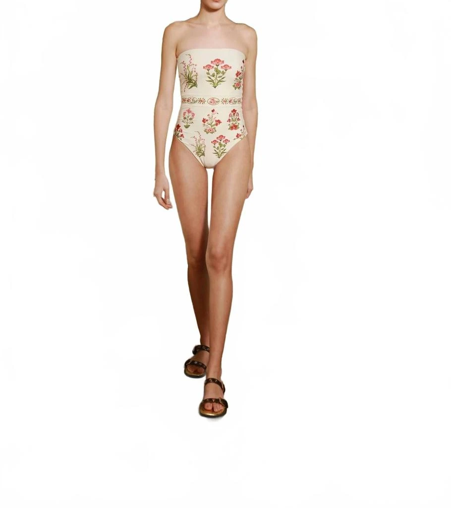 Agua by Agua Bendita Ilusion Canna Strapless One-Piece Swimsuit In Neutral/red 4