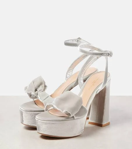 Gianvito Rossi 70 bow-detail velvet platform sandals 4