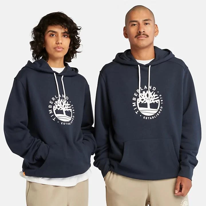 Timberland Logo Hoodie with Tencel™ Lyocell and Refibra™ technology for Men in Navy 1