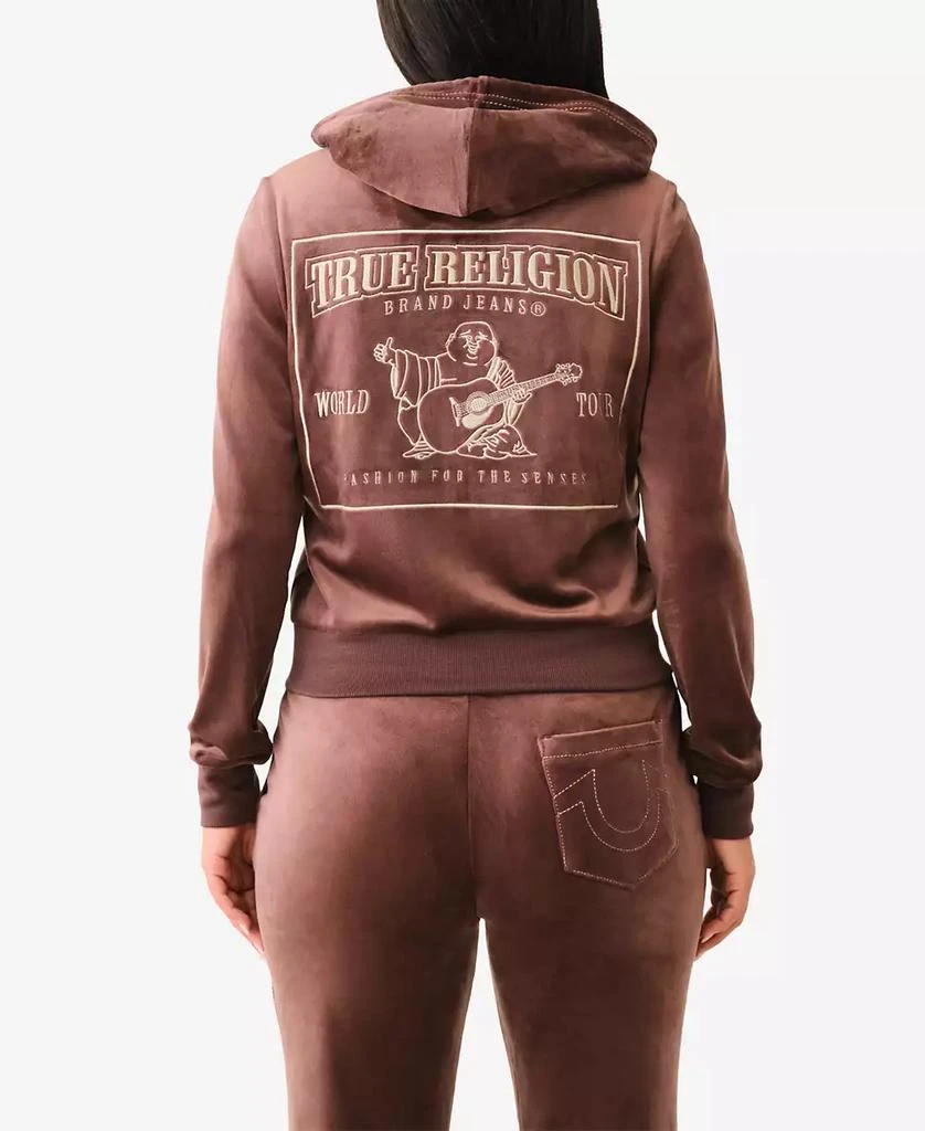 True Religion Women's Velour Zip Hoodie Sweatshirt 2