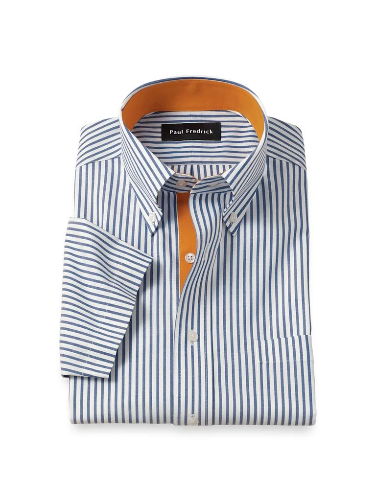 green emerald velvet dress Non-Iron Cotton Stripe Dress Shirt with Contrast Trim