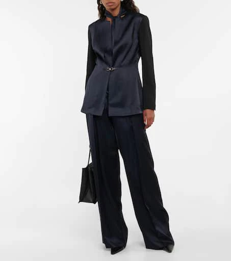 Salvatore Ferragamo Tie-neck satin blazer 2