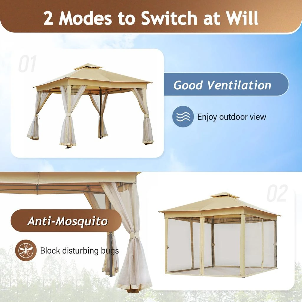 Streamdale Furniture Streamdale 10x10 Outdoor Gazebo Tent with Netting 3