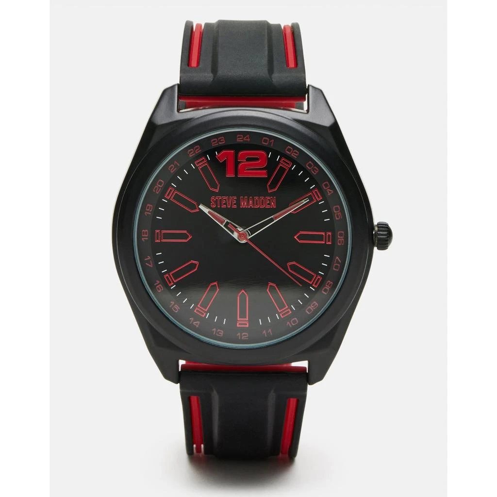 Steve Madden Men's Silicone Watch Black/red 1