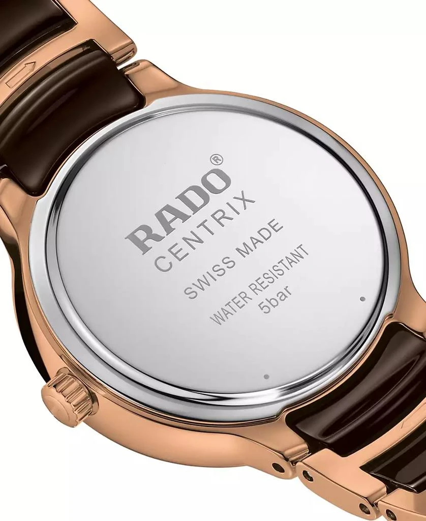Rado Women's Swiss Centrix Diamond Accent Brown Ceramic & Rose Gold PVD Bracelet Watch 31mm 3