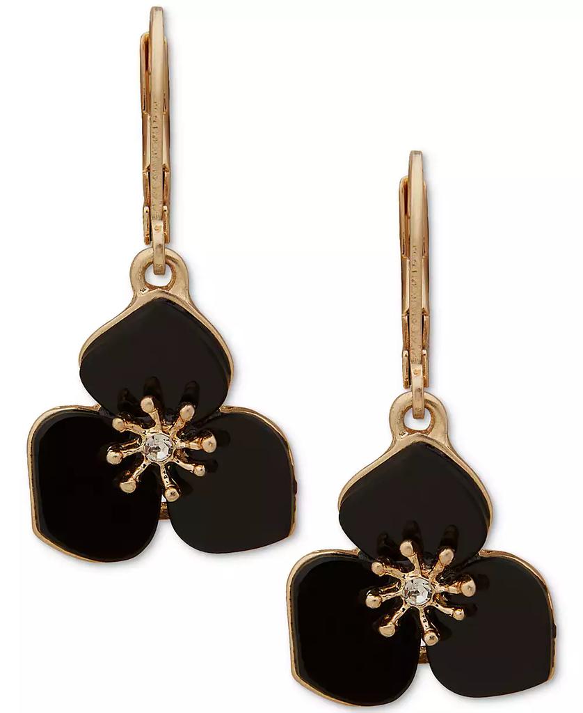 Lonna & Lilly Gold-Tone Pavé Jet Flower Drop Earrings