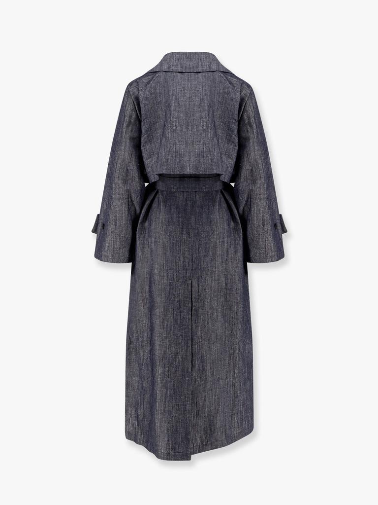 HEVÒ Margherita linen and cotton trench coat with denim effect