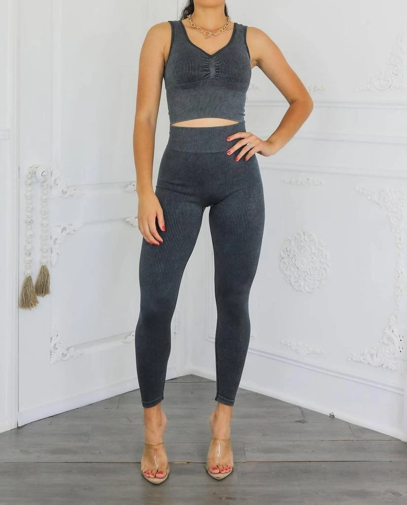 SurelyMine Surelymine - Wash Soft Ribbed Texture Scrunch Butt Pant Set