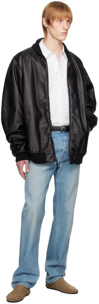 The Row Black Shawn Leather Bomber Jacket 4