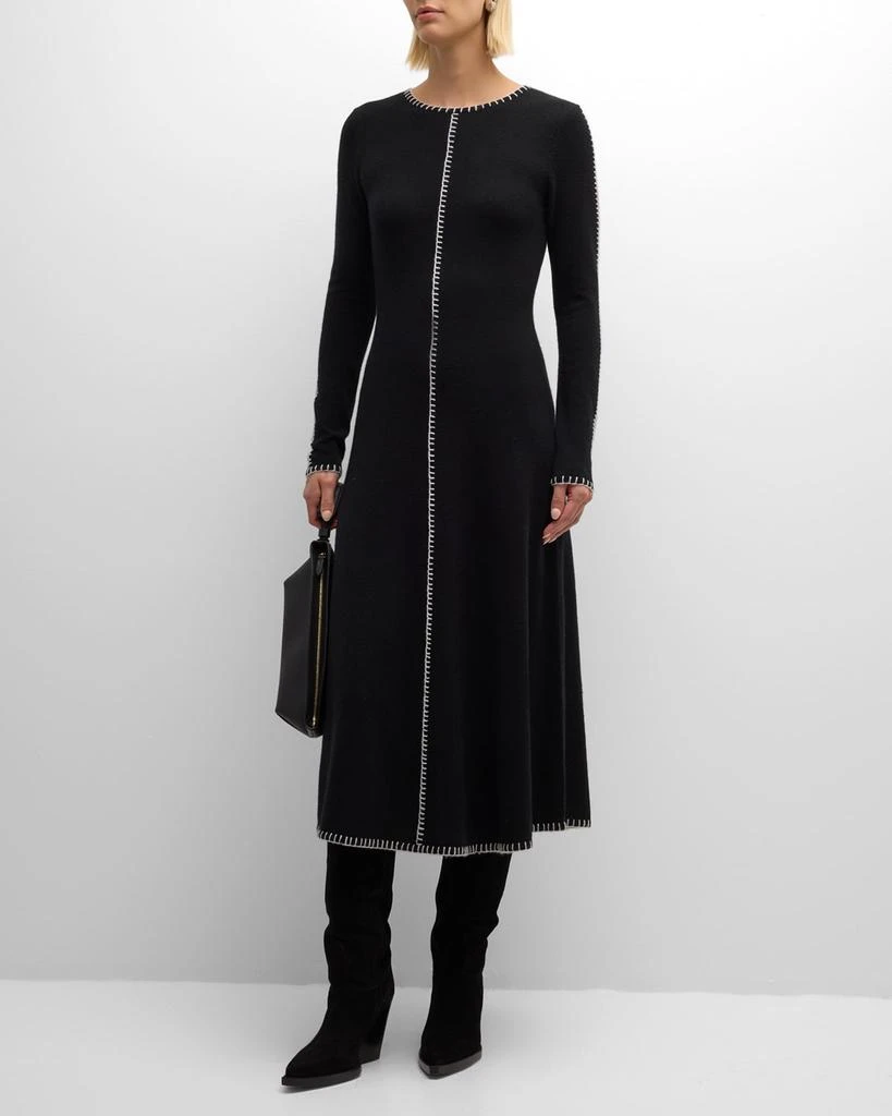 Autumn Cashmere Blanket-Stitch Cashmere Midi Dress 2