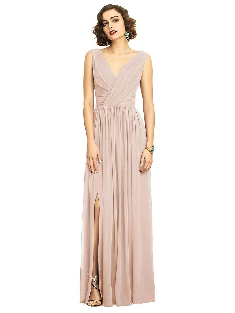 Dessy Collection Sleeveless Draped Chiffon Maxi Dress with Front Slit 6