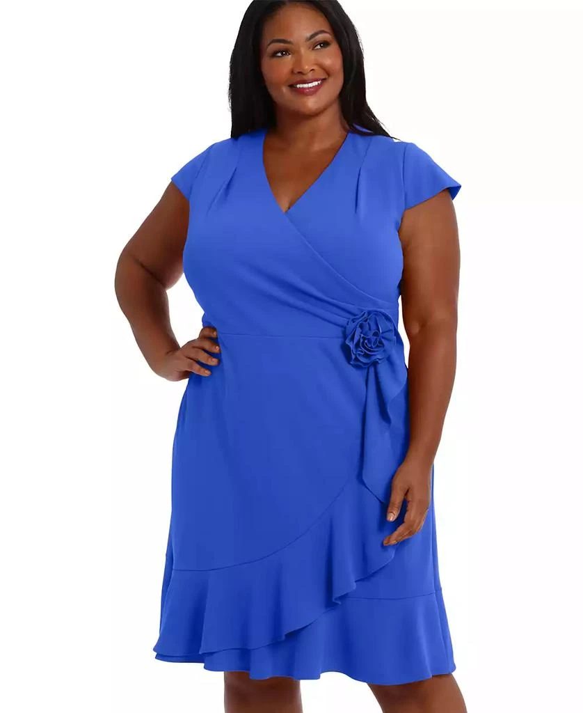 London Times Plus Size Short-Sleeve V-Neck Faux-Wrap Dress 3