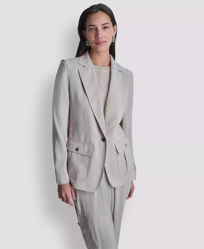DKNY Women
s Peak Lapel Collar Sueded Fuji Blazer