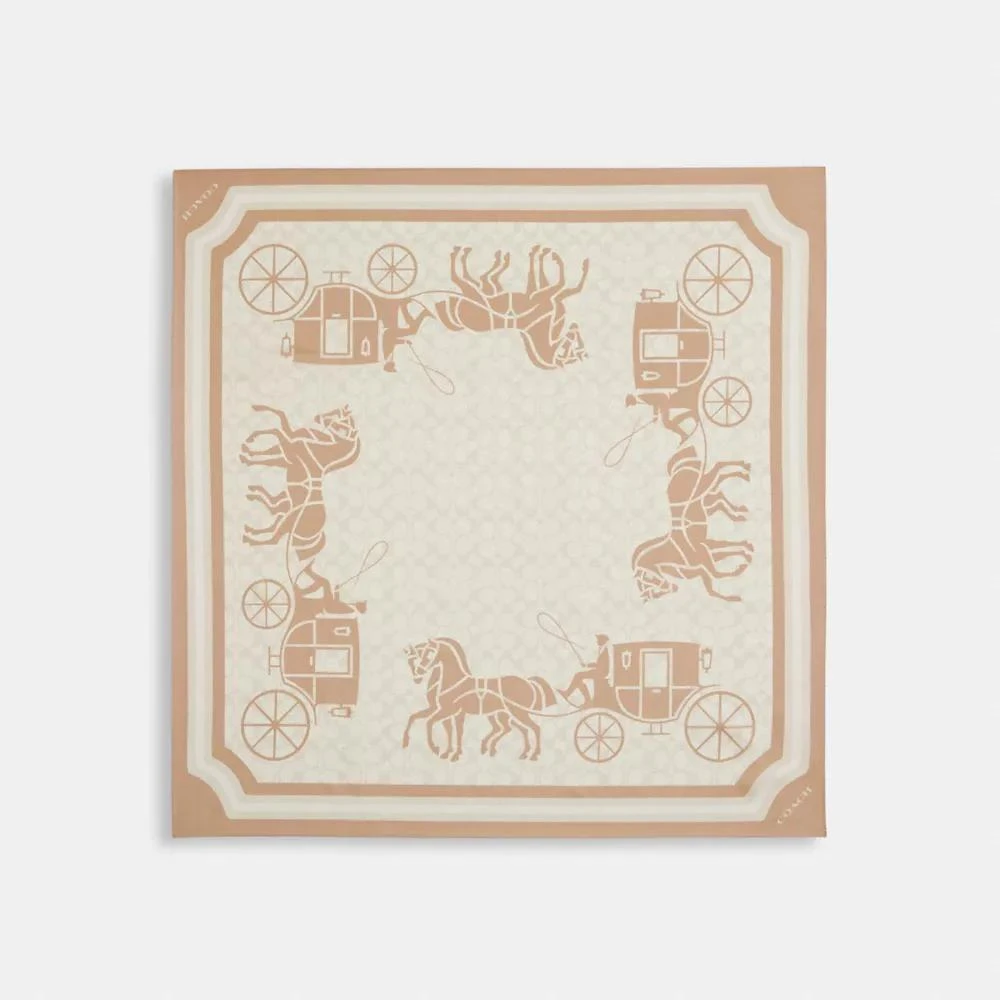 Coach Signature Horse And Carriage Silk Square Scarf 1