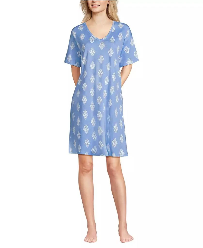 Lands
 End Women
s Cotton Interlock Relaxed Above the Knee Nightgown
