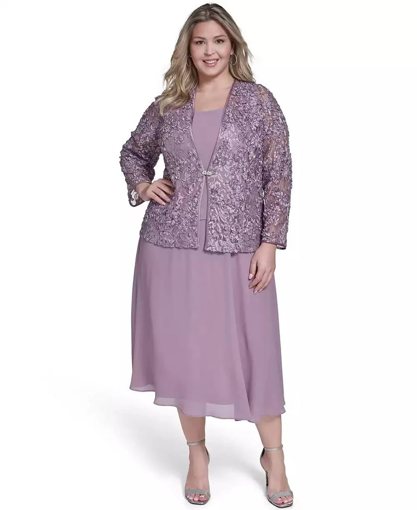 plus size fit and flare dress Plus-Size 3D Floral Fit-and-Flare Dress main image 1