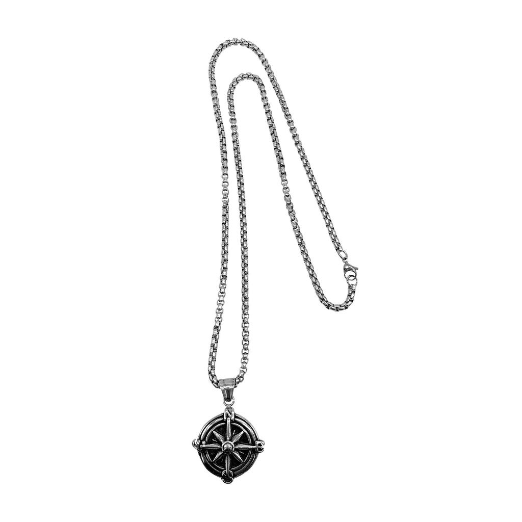 ADORNIA Tarnish Resistant Silver Plated Compass Chain Necklace