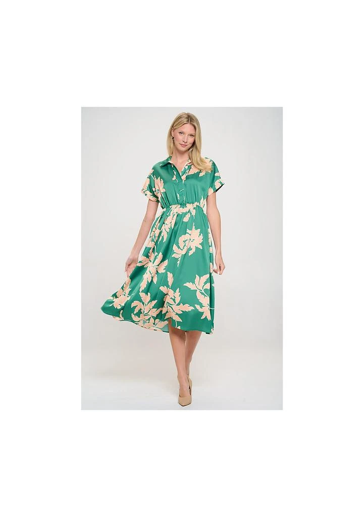 Renee C. LEAF PRINT COLLARED DRESS 2