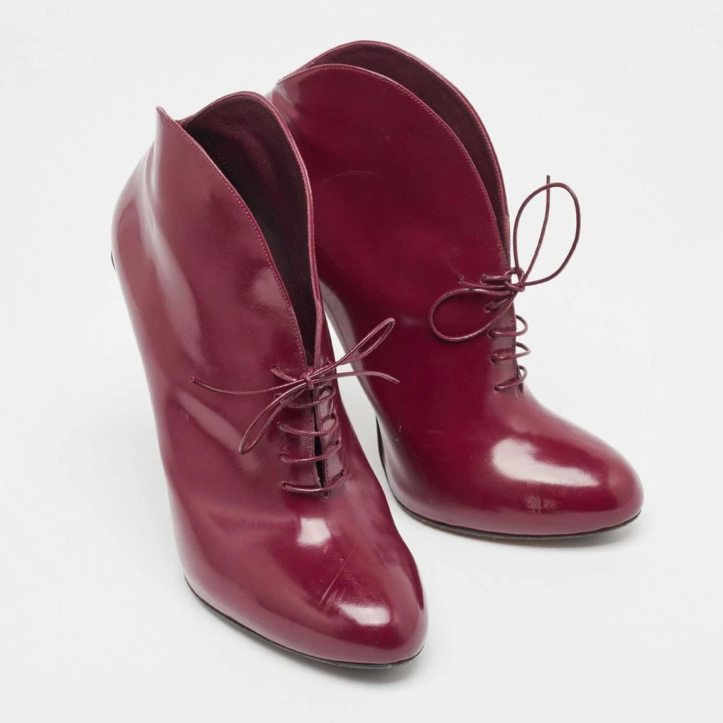 Gucci Gucci Plum Leather Kim Lace Up Ankle Booties Size 39.5 4