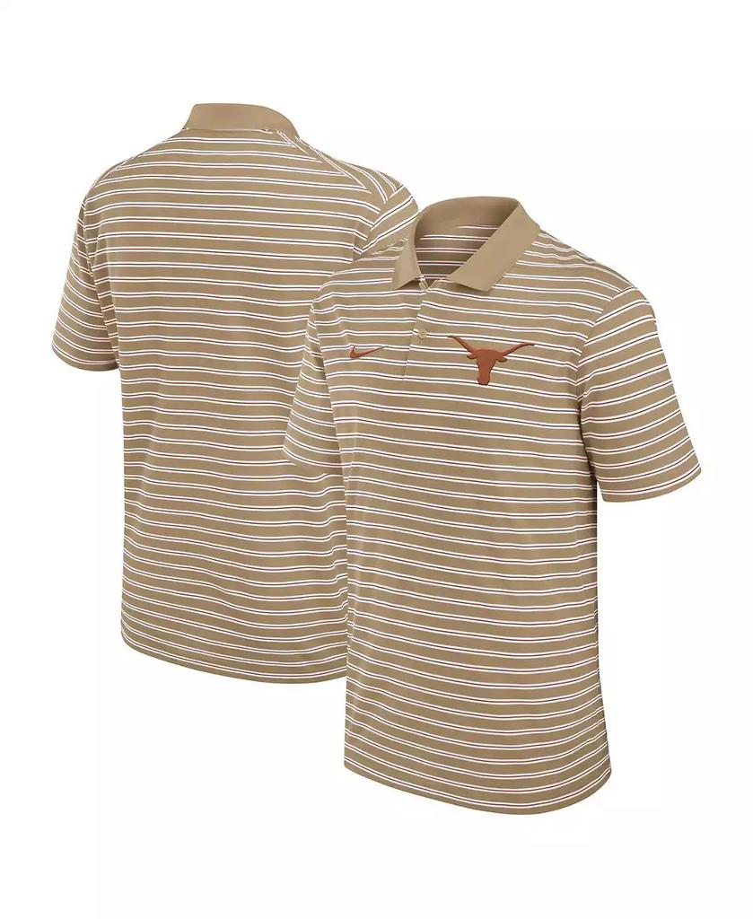 NIKE Men's Tan Texas Longhorns Athletic Prep Striped Performance Polo Shirt