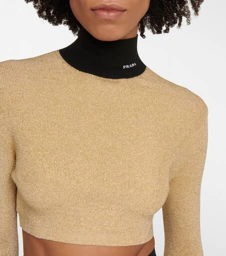 Prada Lamé cropped turtleneck sweater 4