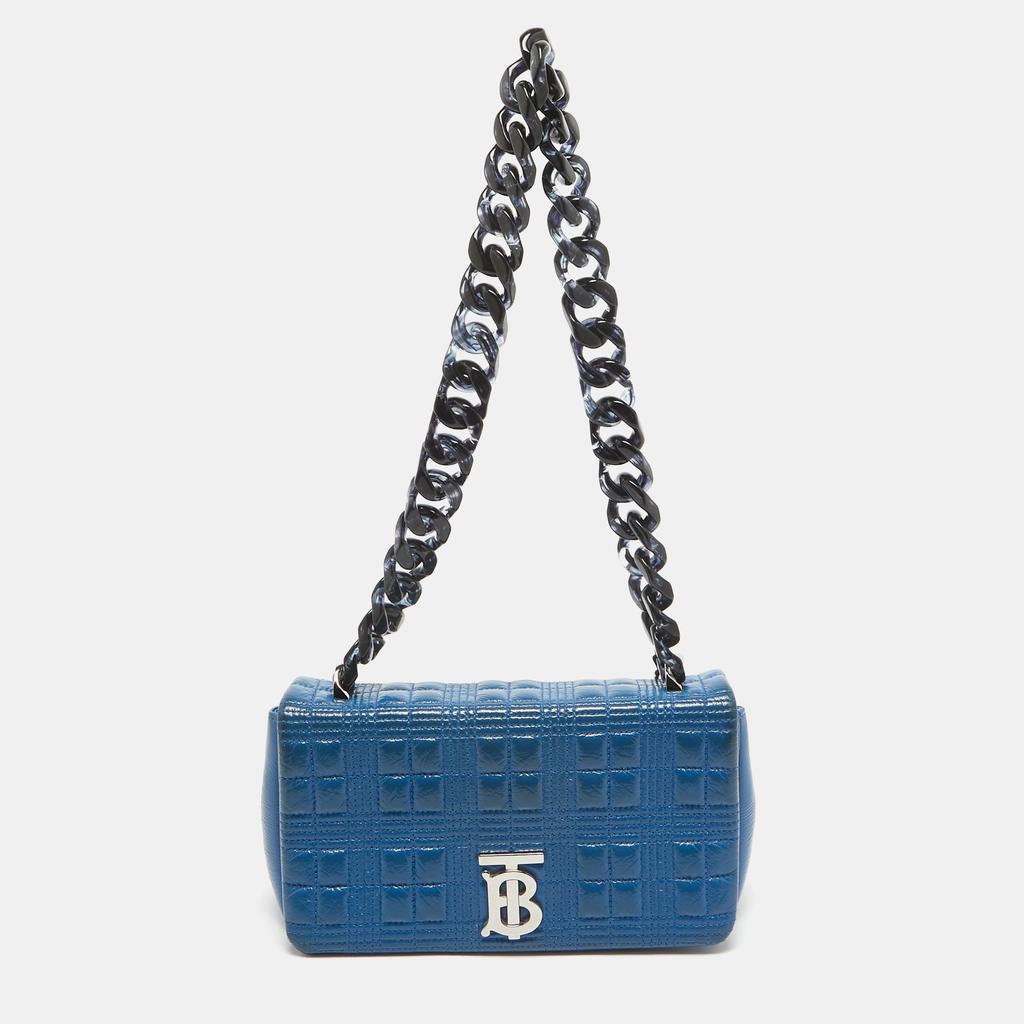 Burberry Burberry Warm Royal Blue Quilted Patent Leather Small Lola Chain Shoulder Bag