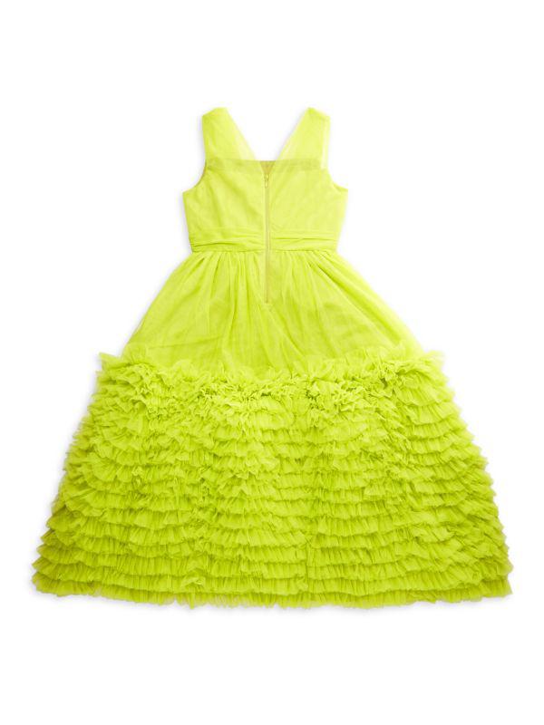 Christian Siriano SL VNECK RUFFLE DRESS