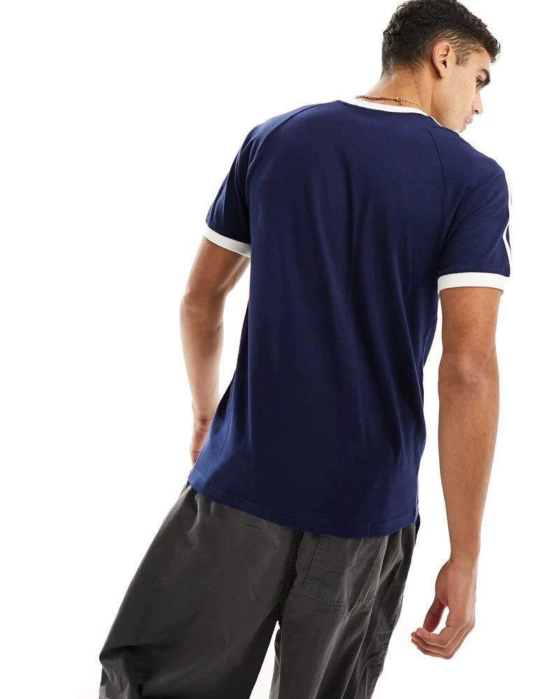 Adidas adidas Originals 3 stripe ringer t-shirt in navy 3