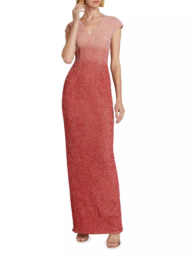 Pamella Roland Sequined Tulle Column Gown