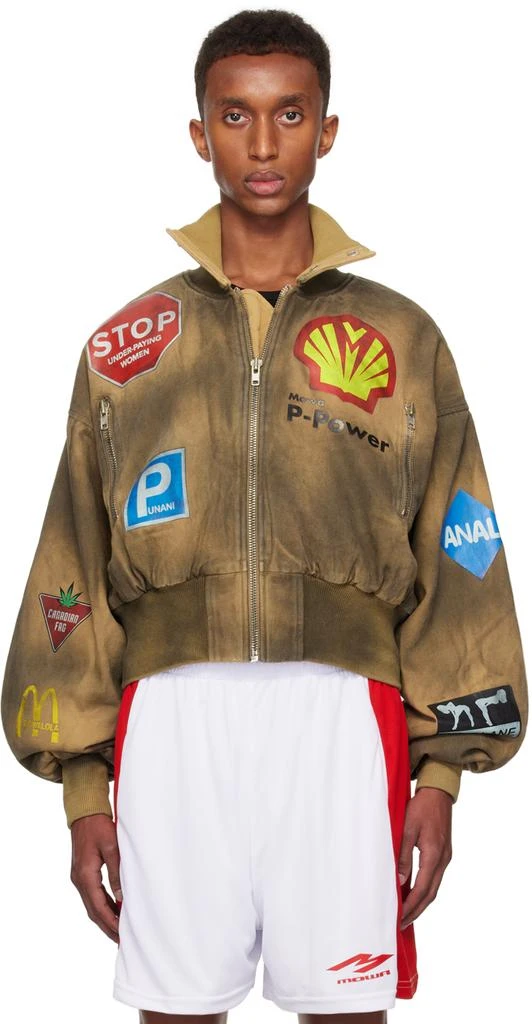 Mowalola Brown Crash Denim Bomber Jacket 1