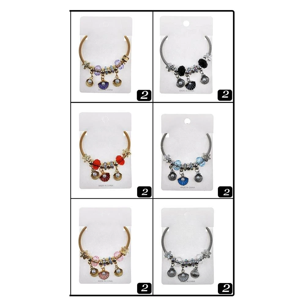 FASHNZFAB 12PCS - Pearl Accent Shell Charm Starfish Beaded Stretch Bracelets 2